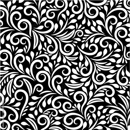 Seamless Leaf Pattern Background – Black Textile Texture Vector
