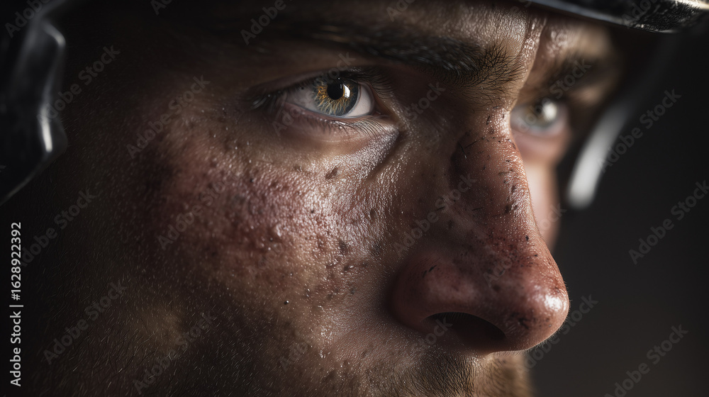 Obraz premium Close up on an American football player