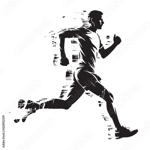 abstract athlete in motion fragmented silhouette vector for running training and sports performance