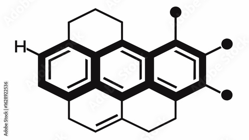 A black and white illustration of the ketamine molecule emphasizing its chemical composition and structure..