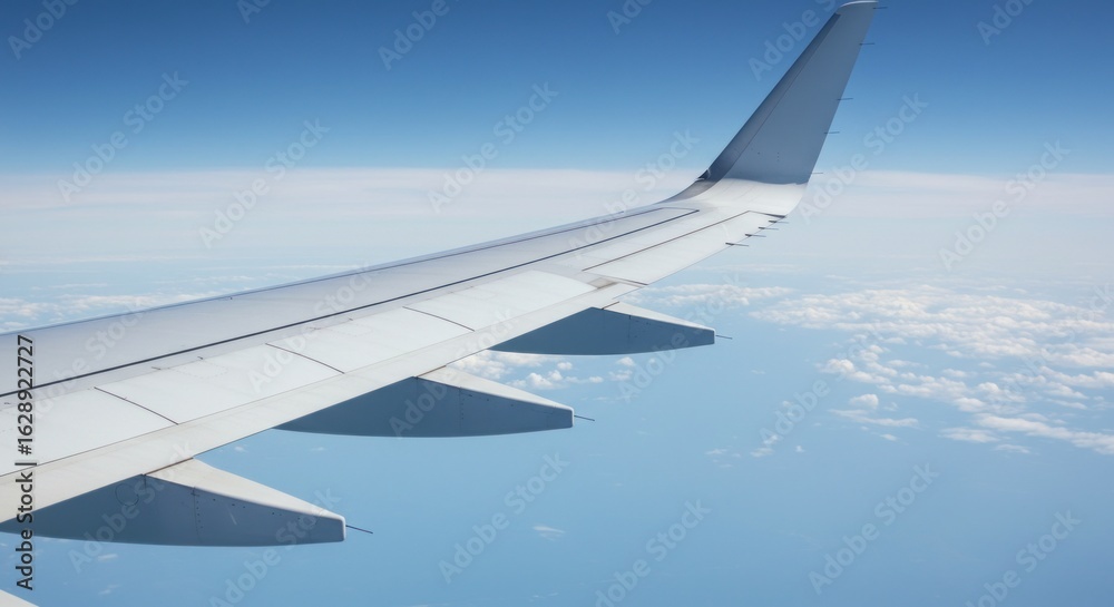 Fototapeta premium Airplane wing over clouds (1)