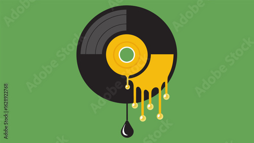 A company in the music industry has launched a program where they melt down old vinyl records and repurpose the material to create fashionable jewelry Vector illustration