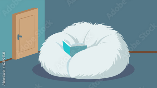 A fluffy white beanbag chair sits in the corner perfect for curling up to read a book or take a nap..