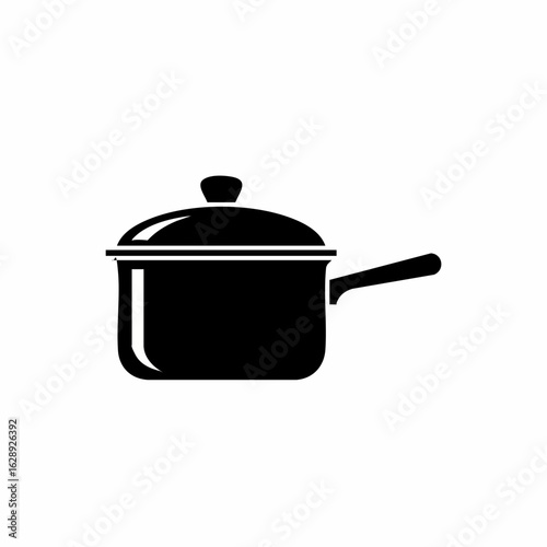 Stylish Black Cooking Pot with Lid for Recipe Blogs, Culinary Websites, Kitchen Awareness, Cooking Education, and Food Preparation Content  