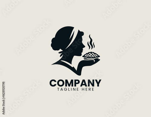 Stylized portrait of a baker woman smelling a freshly baked homemade pie. Food and Cooking concept