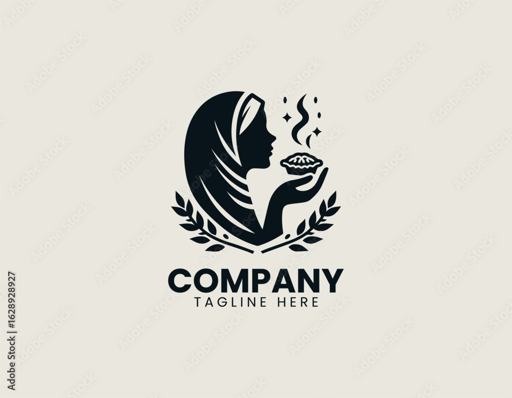Fototapeta premium Stylized portrait of a baker woman smelling a freshly baked homemade pie. Food and Cooking concept