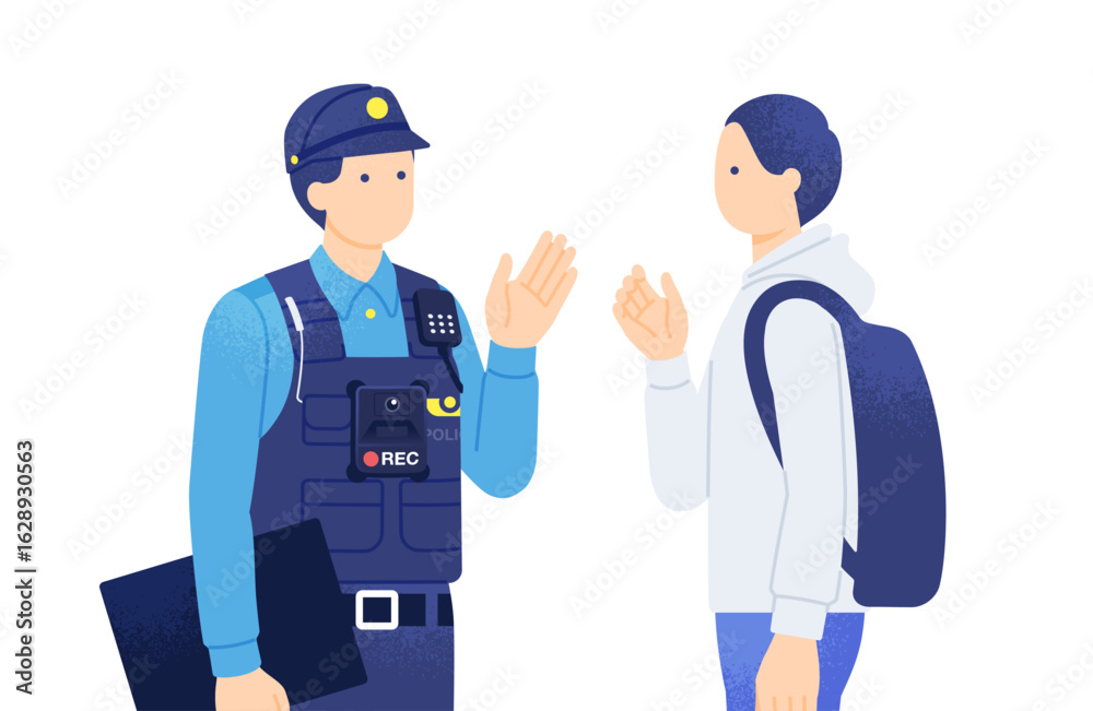 警察のDX ボディカメラを装着した警察官のベクターイラスト素材 警察のDX ボディカメラを装着した警察官のベクターイラスト素材