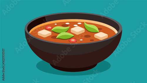 A bowl of miso soup made with fermented soybean paste for a rich and savory umami flavor..