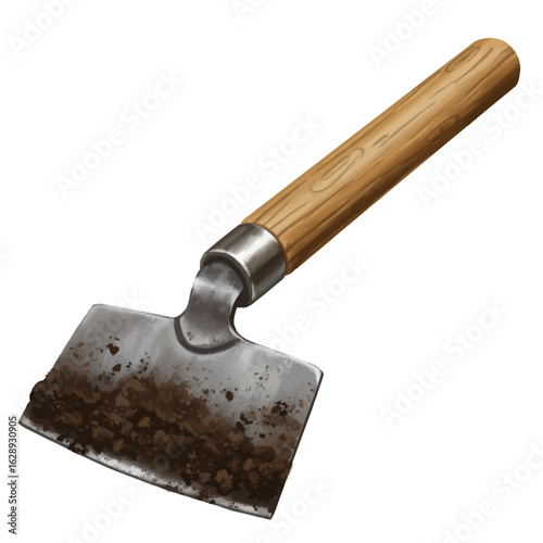 Rusty Garden Hoe with Attached Wooden Handle