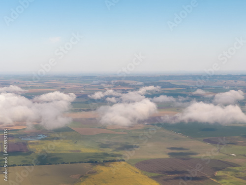 Aerial view Clouds and Fields