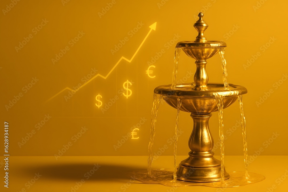 Obraz premium Golden Wealth Flow for Investment Growth and Financial Management