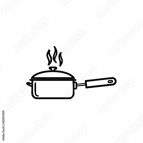 Cooking Pot with Steam Illustrating Culinary Creativity for Food Blogs, Recipe Websites, Kitchenware Promotion, Cooking Classes, and Culinary Education  