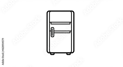 Illustration of a refrigerator with a handle and two compartments in a simple outline style