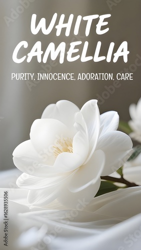 Phone Wallpaper Series : Flower Language - White Camellia, means : Purity, Innocence, Adoration, Care 002