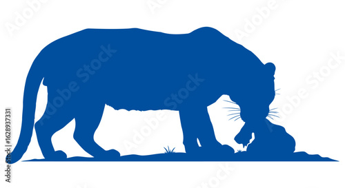 majestic blue cougar silhouette powerful predator feasting on prey