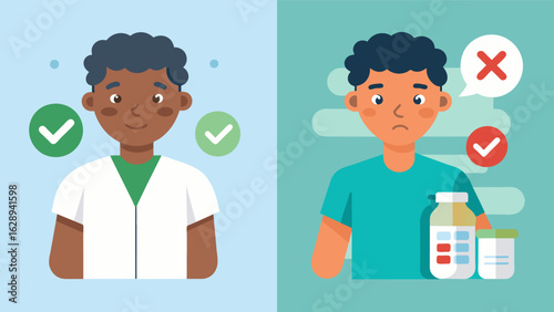 A beforeandafter image of a patients health with the first photo showing the consequences of incorrect dosing and the second photo showing the.