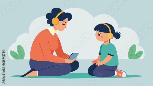 A parent and child engage in a mindful listening session using it as a tool for processing emotions and strengthening their relationship..