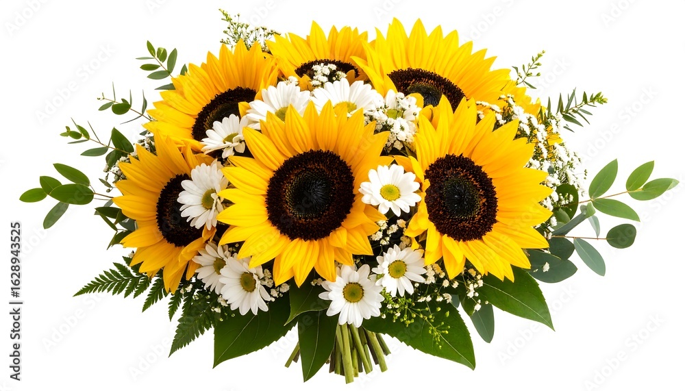 Fototapeta premium Sunflower and daisy bouquet (1)