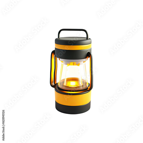 Compact flashlight portable lantern with handle and LED light isolated on white background