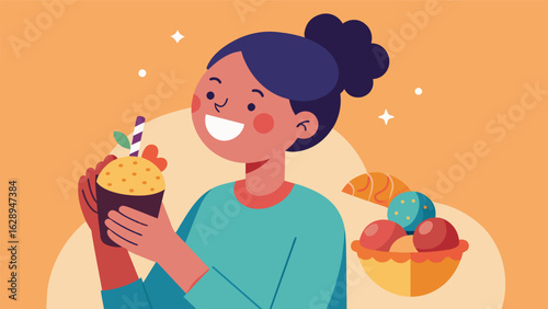 A person indulges in a treat savoring the flavors and textures and feeling grateful for the moment of it brings..