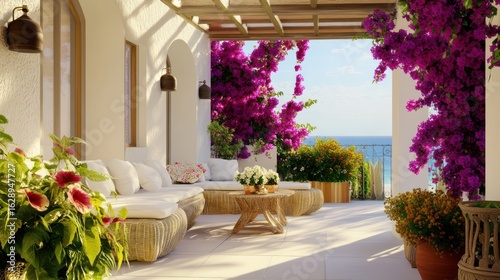 Mediterranean Terrace Oasis: Luxurious Coastal Relaxation