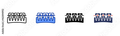 Dental Braces icon sheet multiple style collection