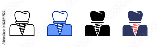Dental Implant icon sheet multiple style collection