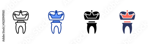 Dental Crown icon sheet multiple style collection