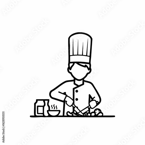 Chef Preparing Ingredients in Kitchen for Cooking Blogs, Culinary Education, Recipe Websites, and Food Industry Awareness  