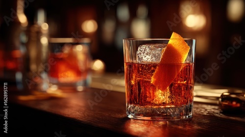 Close-up of an Old Fashioned cocktail