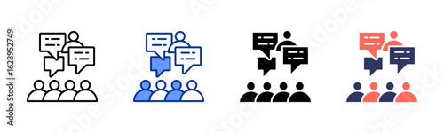 Public Opinion icon sheet multiple style collection