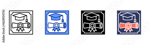 Diploma icon sheet multiple style collection