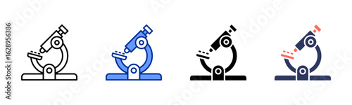 Microscope icon sheet multiple style collection