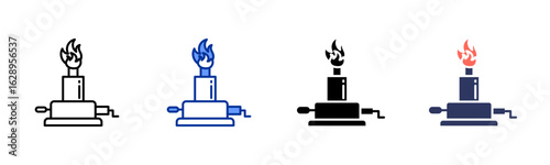 Bunsen Burner icon sheet multiple style collection