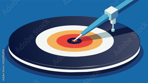 A closeup photo of a record stylus being rep with a new one emphasizing the importance of regularly changing the needle. Vector illustration