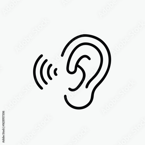 Hearing and Sound Waves Icon – Minimalist Ear Symbol