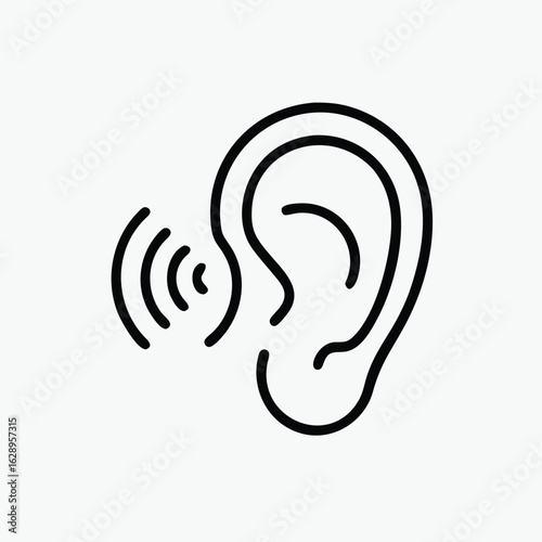 Hearing and Sound Waves Icon – Minimalist Ear Symbol