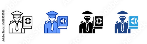 Immigration Officer icon sheet multiple style collection