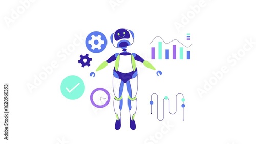 Artificial Intelligence Robot With Analytics and Technology Icons
