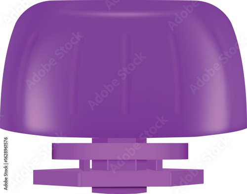 Purple plastic cap for pouch bag, realistic vector illustration of 3D doy-pack bag packaging spout lid mockup front view