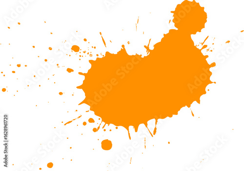 orange watercolor brush painting splatter splash dropped artistic grunge style.eps