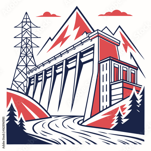 Hydroelectric Dam in Mountainous Landscape