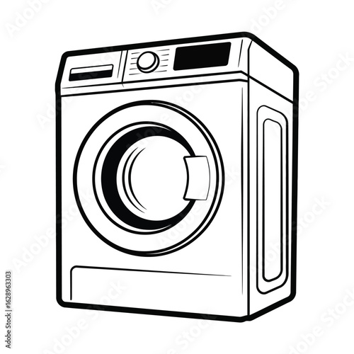 Front load washing machine line art illustration