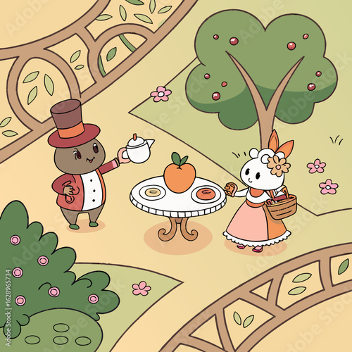 Cute Animal Tea Party in a Whimsical Garden