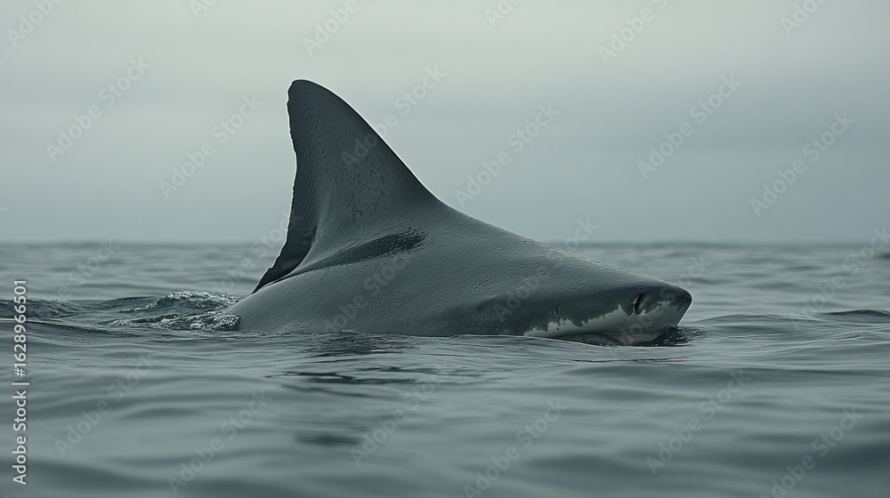 Naklejka premium Shark fin and head above water