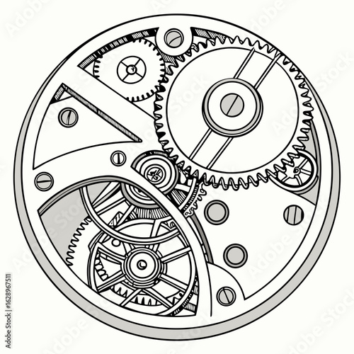Detailed Circular Gear Mechanism Technical Drawing
