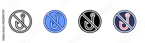 No Fishing icon sheet multiple style collection
