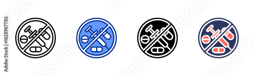 No Drugs icon sheet multiple style collection