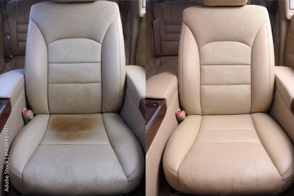 Naklejka premium Car seats, before and after cleaning