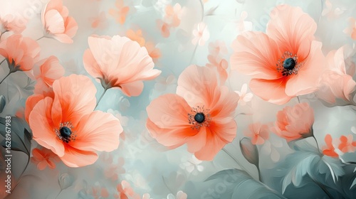 Wallpaper Mural Floral abundance: A delicate arrangement of peach-toned blossoms in a dreamlike setting Torontodigital.ca